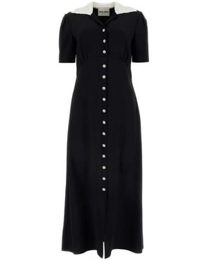Miu Miu Shirt Dress With Diamanté Buttons - Black