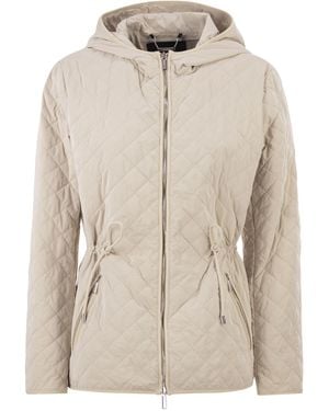 Moorer Quilted Hooded Jacket With Adjustable Waist - Natural