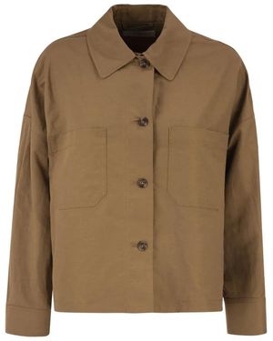 Weekend by Maxmara Wkdvettura – Short Cotton And Linen Jacket With Drawstring - Brown