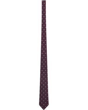 Saint Laurent Silk Jacquard Tie - Purple