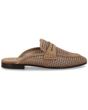 Brunello Cucinelli Mule "Sparkling Net" - Brown