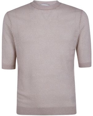 Ballantyne "Riso" Stitch Round Neck Jumper - Grey
