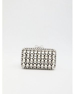 Self-Portrait Clutch With Crystals - White