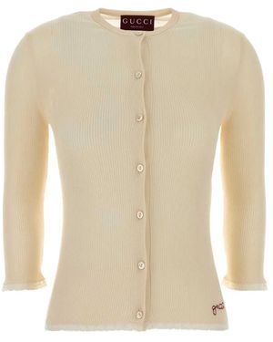 Gucci Cream Cotton Cardigan - Natural