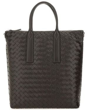 Bottega Veneta Intrecciato Zipped North-South Tote - Black