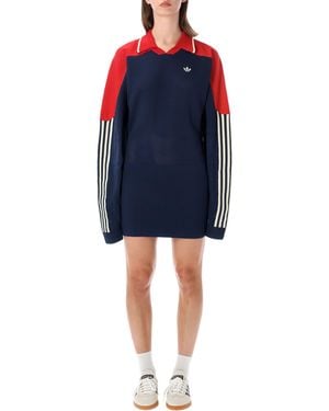 adidas Originals Adidas Knitted Polo Dress - Blue