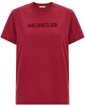 Moncler Dark Organic Cotton Ss T-Shirt - Red
