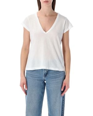 James Perse Cotton Deep V-Neck Tee - Blue
