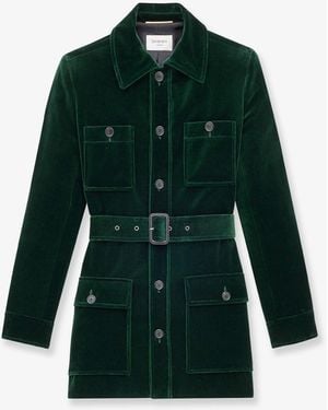 Saint Laurent Sahariana Velvet Blazer - Green