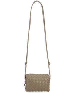 Bottega Veneta Loop Mini Intrecciato Leather Shoulder Bag - Natural