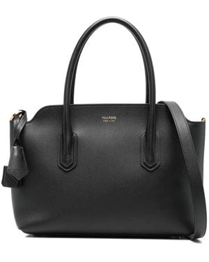 Tom Ford Natural Grain Leather Medium Top Handle - Black