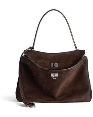 Balenciaga Rodeo M Suede Leather Handbag - Brown