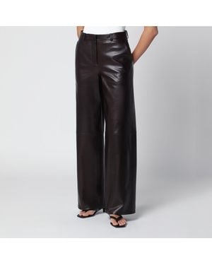 Nour Hammour Coda Wideleg Leather Pants - Black