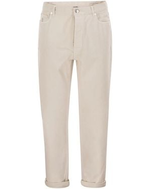 Brunello Cucinelli Five-Pocket Cotton Jeans With A Contemporary Silhouette - Natural