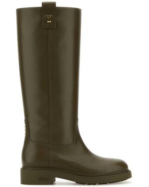 Fendi Calf Leather Filo Ankle Boots - Green