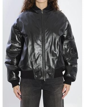 Salvatore Santoro Leather Bomber Jacket - Black