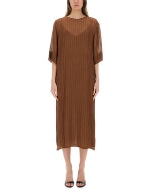 Alysi Silk Midi Dress - Brown
