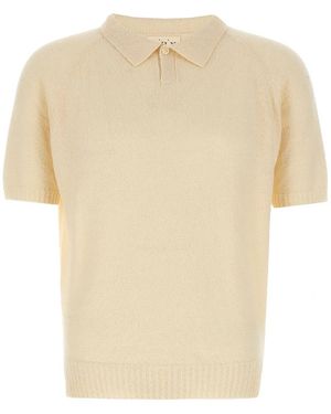 Ma'ry'ya Bouclé Polo Shirt - White