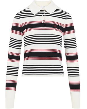 Celine Striped Polo Jumper - White