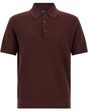 Brioni 'Trama' Weaving Polo - Brown