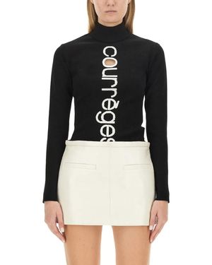 Courreges Jersey With Logo Viscose Fsc Sweaters - Black