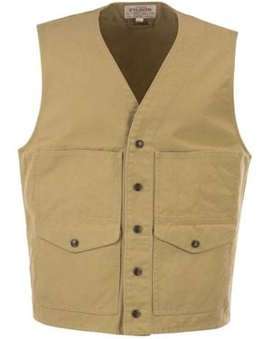 Filson Cotton Utility Vest With Patch Pockets - Natural