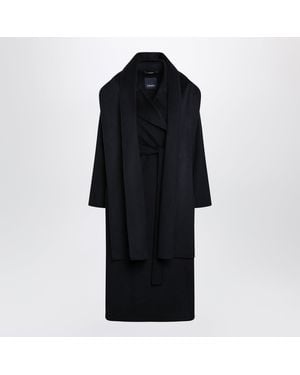 Max Mara Dark Wool And Cashmere Dressing Gown Coat - Black