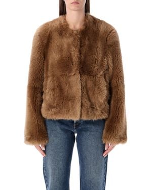 Stand Studio Halle Patchwork Faux Fur Jacket - Brown