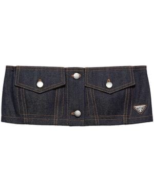 Prada Denim Strapless Crop Top - Blue