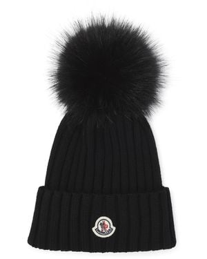 Moncler Logo Wool Beanie - Black
