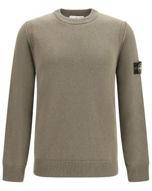 Stone Island Lambwool Stand Collar Jumper - Green