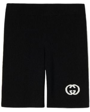 Gucci Ribbed Shorts With Intarsia - Black