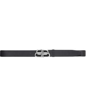 Balenciaga Leather Large Bb Belt - Black