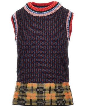 Dries Van Noten Jacquard Wool-Blend Vest - Blue