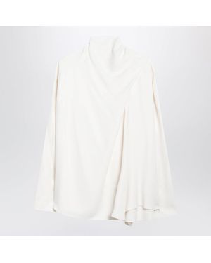 TOTEME Ecru Viscose Asymmetrical Draped Blouse - White