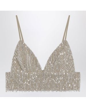 Ami Paris Cropped Top With Sequins - Natural