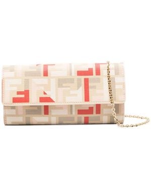 Fendi Ff Fabric Continental With Chain Pouch - Pink
