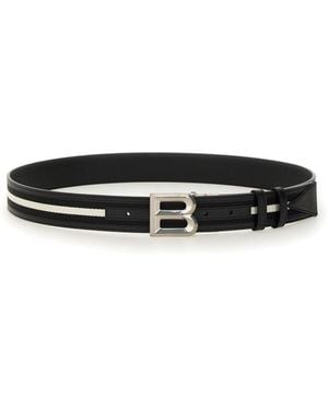 Bally Leather Belt With Parallel Stripes - Black