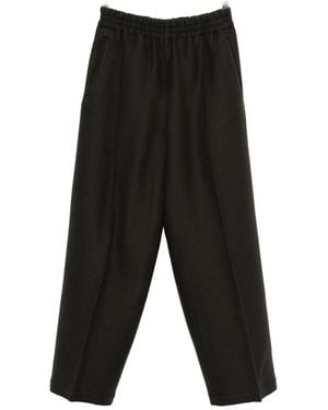 Ami Paris Wool Wide-Leg Trousers - Black