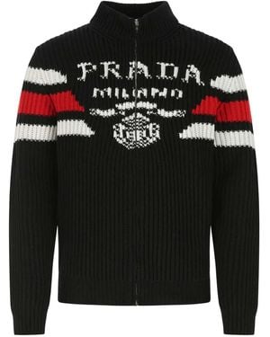 Prada Cardigan Con Zip - Black