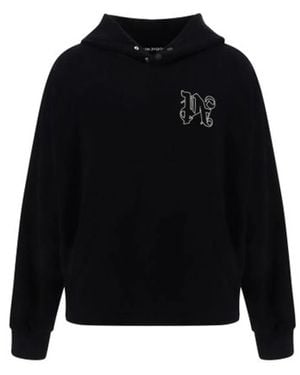 Palm Angels Embroidered Cotton Hoodie - Black