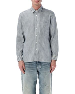 Salvatore Piccolo Tahiti And Cotton Stripe Shirt - Blue