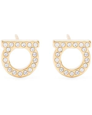 Ferragamo 'Gancini Crystals' Earrings - Natural