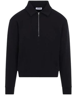 Jil Sander Ink Half Zip Sweatshirt - Blue