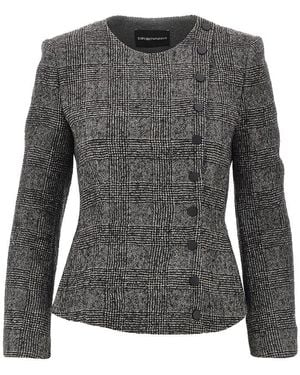 Emporio Armani Prince Of Wales Wool Jacket - Gray