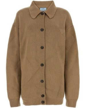 Prada Biscuit Cashmere Cardigan - Brown