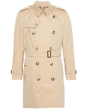Burberry Double Breasted Cotton Trench Coat - Natural