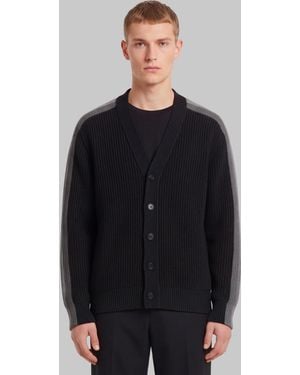 Gucci Ribbed Wool Cardigan With Web - Blue