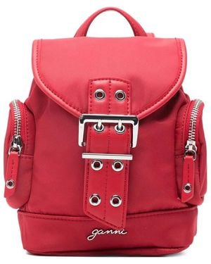 Ganni Mini Nylon Backpack - Red
