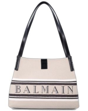 Balmain Canvas Shoulder Bag - White